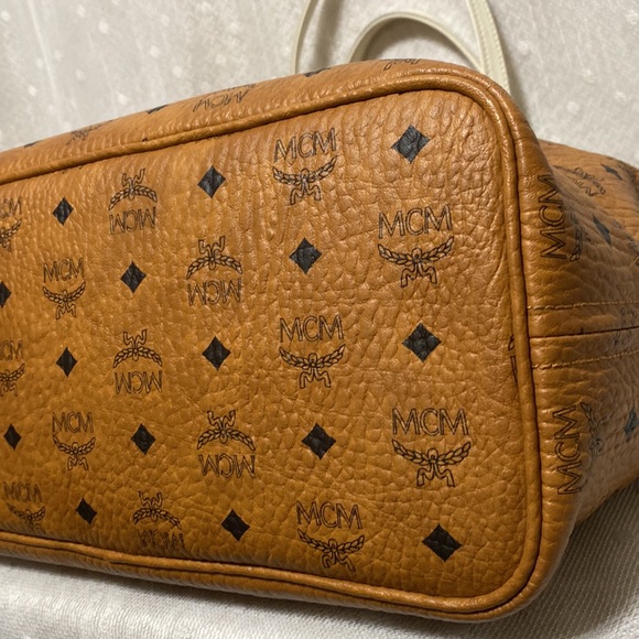 *SOLD*MCM Visetos Zip Top Cognac Brown Coated Canvas Tote - Picture 12 of 17